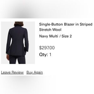 Theory Single-Button Blazer in Striped Stretch Wool 
Navy Multi / Size 2